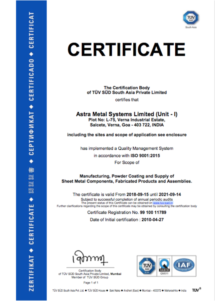 Certifications – Astra Metals